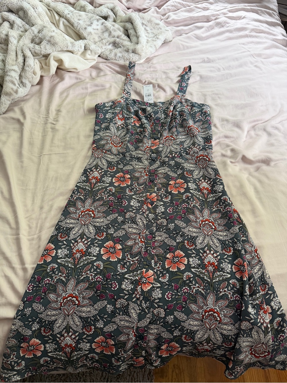 Floral Sleeveless Sun Dress with Coral Accents